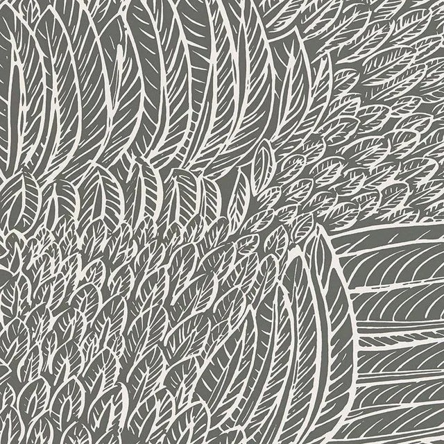 Sample - Schumacher Featherfest Wallpaper in Slate For Sale