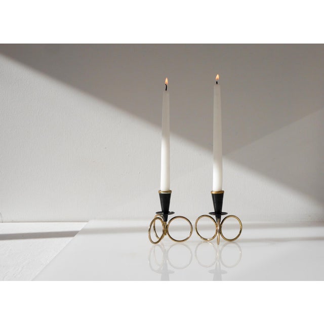Mid-Century Modern Metal Candlestick Holders by Gunnar Ander for Ystad Metal, Sweden, Set of 2 For Sale - Image 12 of 15