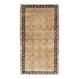 Vintage Turkish Oushak Rug With Soft Orange, Light Green, and Charcoal Brown For Sale