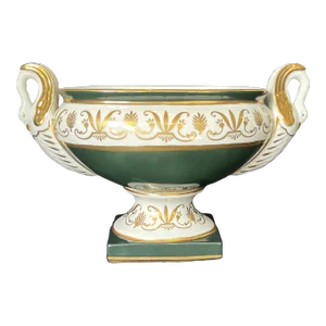 French Empire Style Forest-Green and Parcel-Gilt Swan Double-Handled Footed Centerpiece Bowl