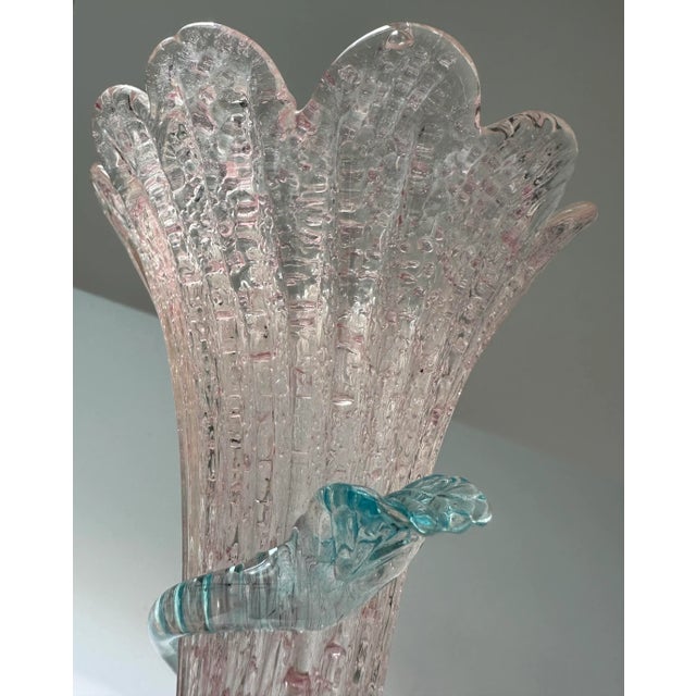 Murano Venetian Pink Murano Overshot Glass Epergne Vase For Sale - Image 4 of 8