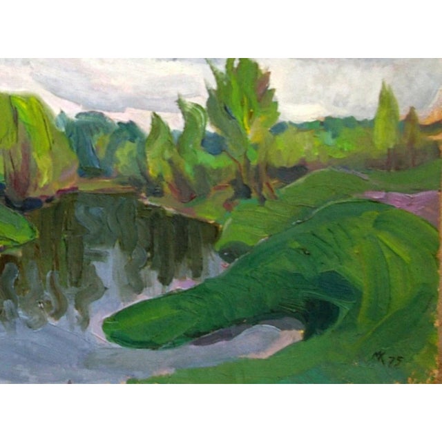 1970s Ukrainian Impressionism River Landscape Painting, Original Soviet Art 60-79,5 For Sale - Image 6 of 6