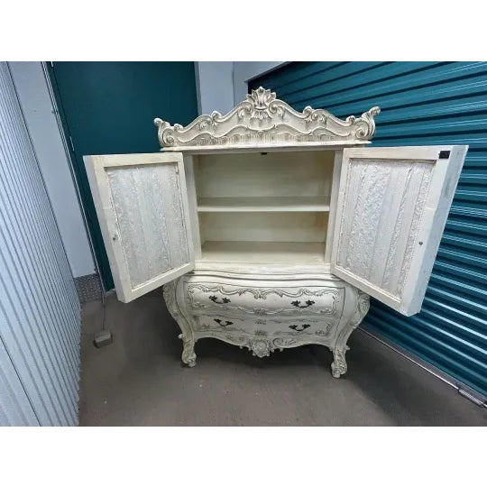 1970s Vintage French Rococo Carved Wood and Chicken Wire Armoire Chairish