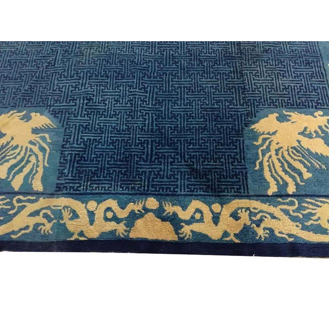 Wonderful Blue Color With Intricate Scrolling Vine Motifs Design Antique Chinese Peking Rug For Sale - Image 4 of 5