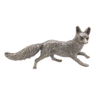 Vintage Italian Handmade Genuine Silver Hunting Fox Figurine, 1960s For Sale