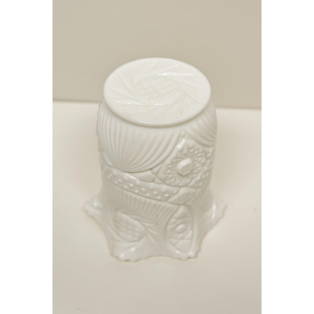 Mid 20th Century Kemple Glassworks Milk Glass Celery Vase Valtec Sunburst Pattern For Sale - Image 5 of 5