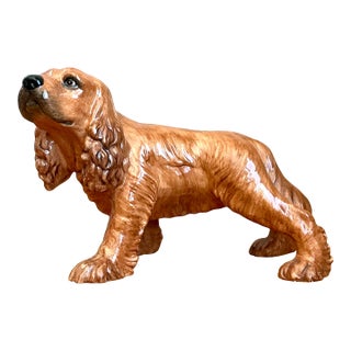 Vintage Italian Glazed Ceramic Spaniel For Sale