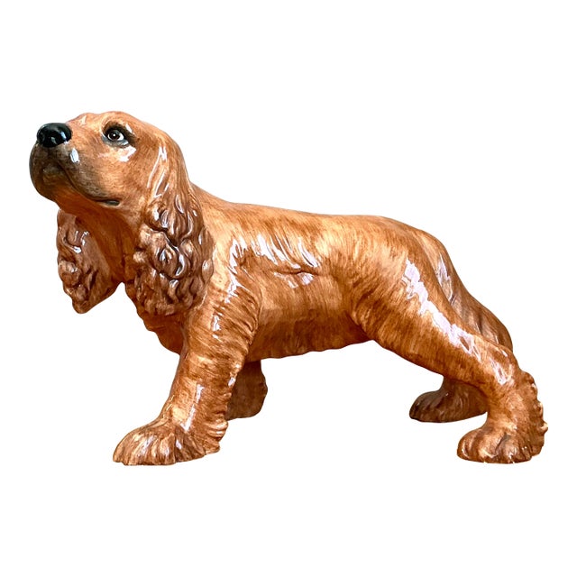 Vintage Italian Glazed Ceramic Spaniel For Sale