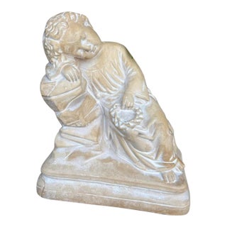 Vintage Chalkware Infant Jesus Statue Holding Crown of Thorns, 12.5” For Sale