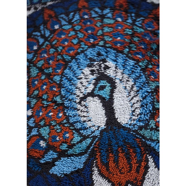 Mid-Century Modern Peacock Tapestry or Rug by Ege Taepper, Denmark, 1970s For Sale - Image 3 of 5