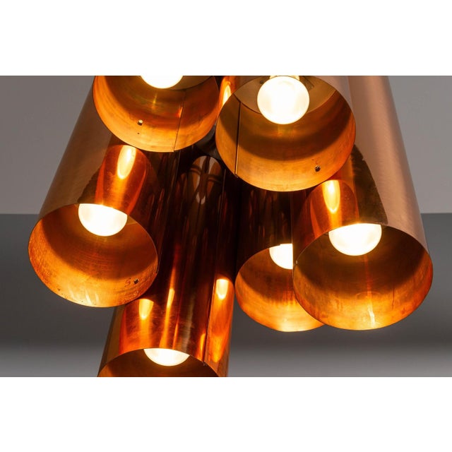 Metal Chandelier in Copper from Fog & Mørup, Denmark, 1960s For Sale - Image 7 of 18