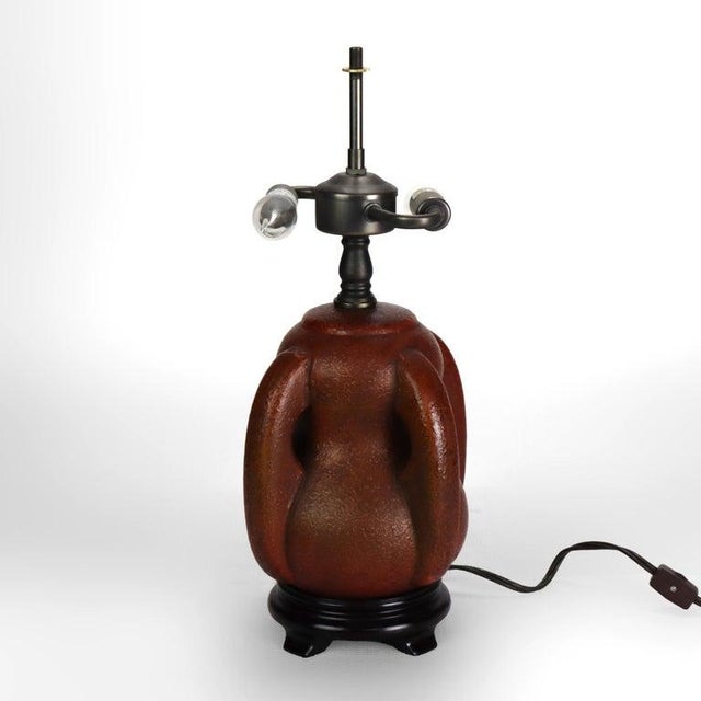 Early 20th Century Arts & Crafts Leaded Stained Glass Table Lamp With Pottery Base For Sale - Image 9 of 13