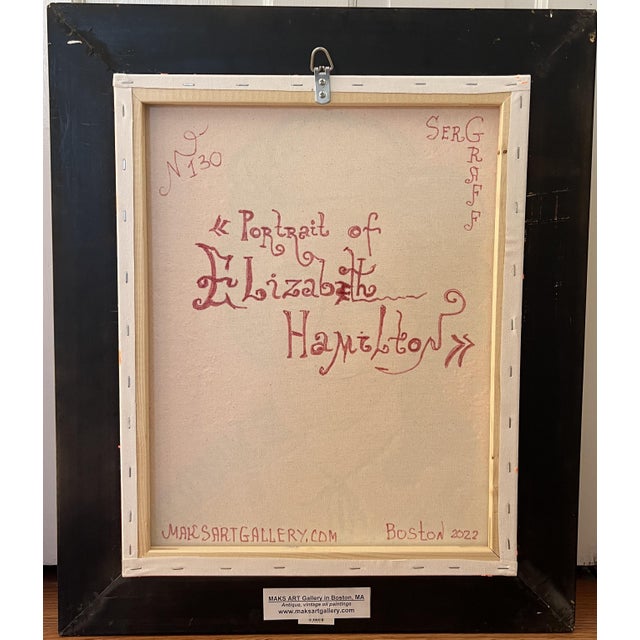 Textile Original Painting on Canvas, Portrait of Elizabeth Hamilton Signed S. Graff, Coa For Sale - Image 7 of 9