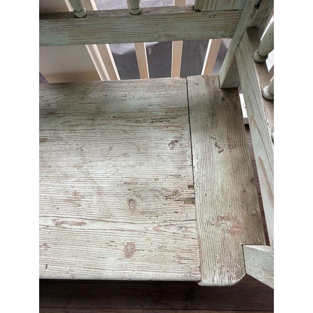 Rustic Vintage Painted Bench With Storage For Sale - Image 3 of 4