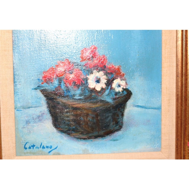 Up for sale is a wonderful vintage original botanical oil painting signed Catalano. It is painted with very rich color in...