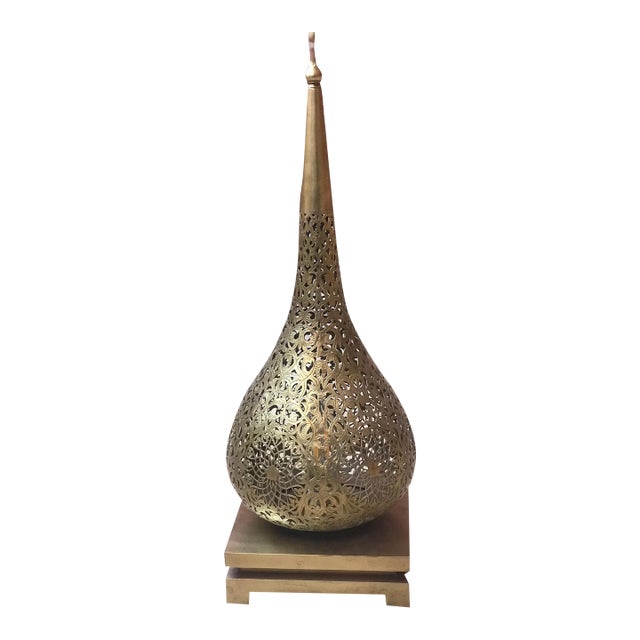 1980s Embossed Brass Floor Lamp From Marrakech For Sale
