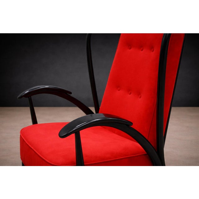 Armchair in Hardwood with Ebony Finish and Red Fabric, Giuseppe Scapinelli, 1950s - Lot 581 For Sale - Image 11 of 14