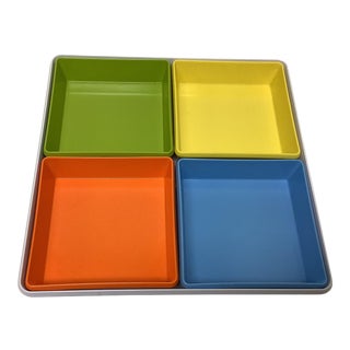 1980s Color Block Serving Trays - Set of 5 For Sale