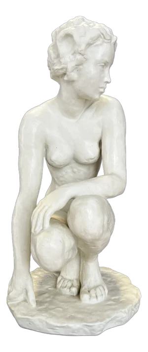 Porcelain Sculpture of Squatting Woman by Fritz Klimsch for Rosenthal, 1940