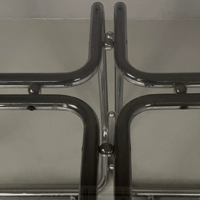 Italian Modern Dining Table in Smoked Glass and Steel, 1970s For Sale - Image 10 of 18