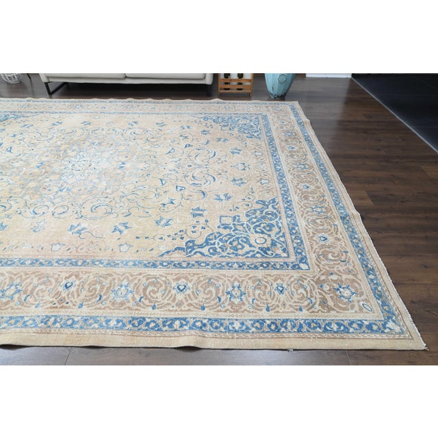 1970s Vintage Persian Handmade Wool Cotton Area Rug For Sale In San Francisco - Image 6 of 11
