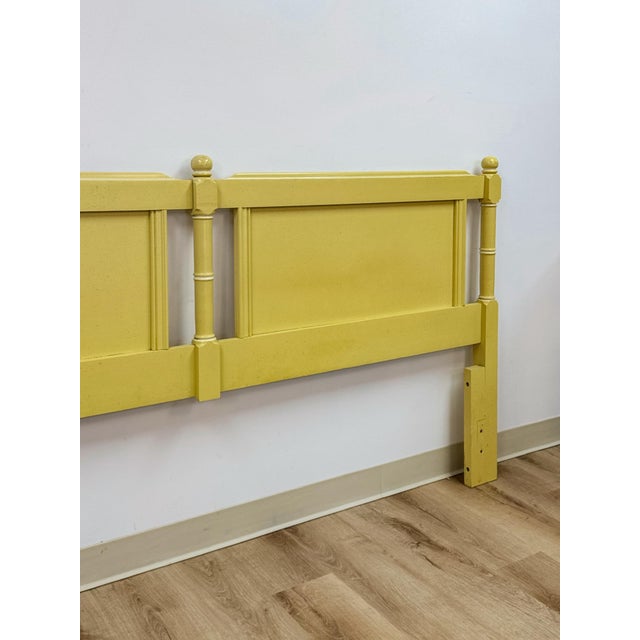 Vintage Cottagecore Painted Yellow King Headboard Eclectic Hollywood Regency For Sale - Image 9 of 13