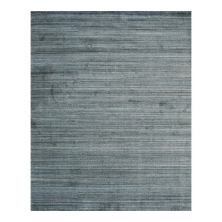 8x10 Para Elena Blue Solid Open Field Handmade Wool Carpet Rug For Sale