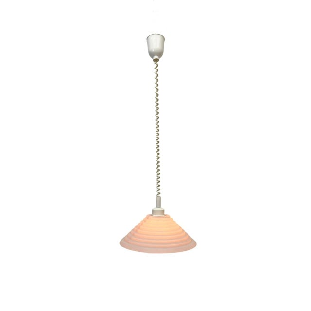 Adjustable Pendant Lamp in Stepped Soft Pink Glass from Lakro Amstelveen, Netherlands, 1960s For Sale - Image 11 of 12