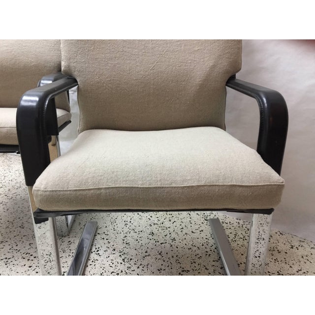 Black Matteo Grassi Stitched Leather and Chrome Dining Chairs - Set of 4 For Sale - Image 8 of 18