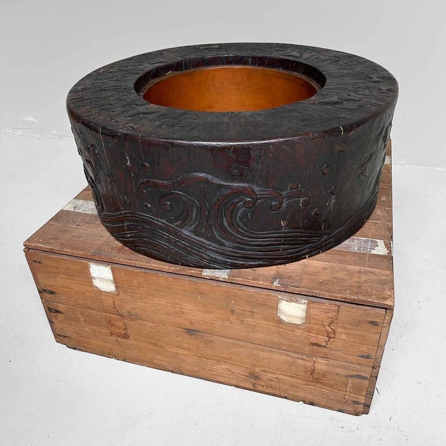 Large Antique Wood Carved Hibachi, 1890s For Sale - Image 12 of 18