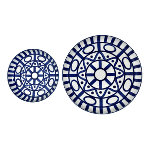 Vintage Dansk Arabesque Blue and White Plates- A Pair