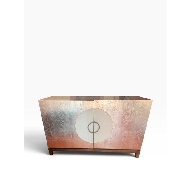 Contemporary Theodore Alexander Silver Leaf Two-Door Credenza Sideboard For Sale - Image 3 of 15