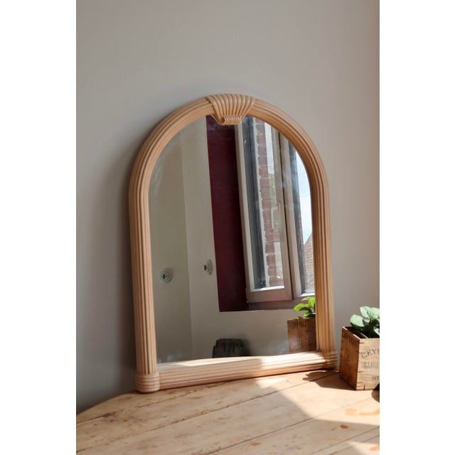 Art Deco Style Powder Pink Arched Wall Mirror with Moulded Frame, 1980s For Sale - Image 9 of 9