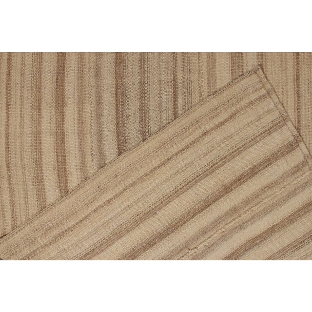 Beige 1950s Vintage Kilim Rug in Beige, Brown Panel Style, Striped Patterns For Sale - Image 8 of 8