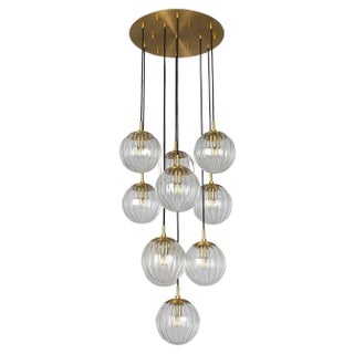 Globe Cluster 10 Chandelier by Schwung For Sale