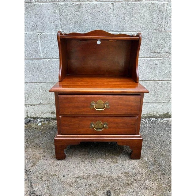 Henkel Harris Solid Cherry Nightstand Bedside Table. Solid wood finished. back with dovetail joint construction...