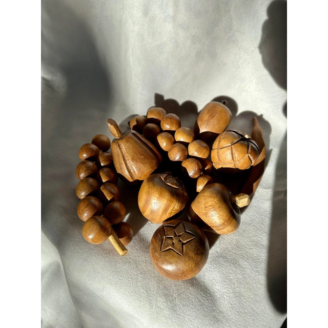 Mid Century Modern Wood Carved Fruit- Set of 9 For Sale - Image 10 of 11