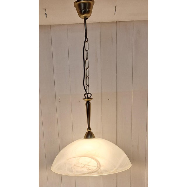 Vintage Pendant Lamp with Marbled White Glass Shade from Honsel, 2000s For Sale - Image 9 of 9