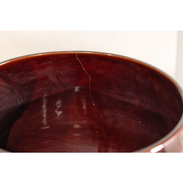 Large Hand-Crafted Artisan Ceramic Vessel in Reddish-Brown Glaze For Sale - Image 4 of 12