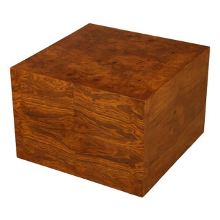 Mid 20th Century Thayer Coggin Milo Baughman Mid Century Modern Burl Wood Cube Side Table For Sale