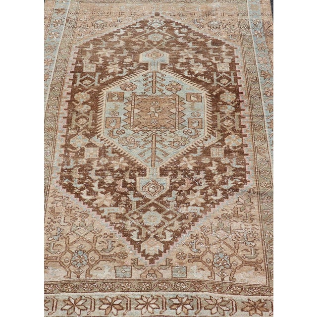 1910s Earthy Tone Antique Persian Hamadan Rug 4'0"x5'9" For Sale - Image 5 of 10