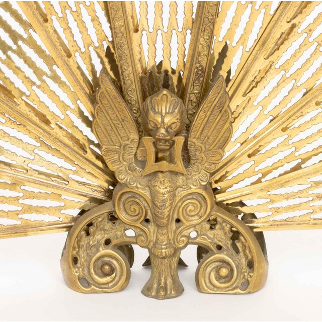 Brass Victorian Brass Folding Peacock Firescreen For Sale - Image 8 of 9