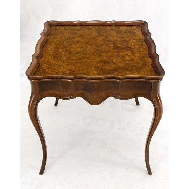 Wood Baker Burl Wood Square One Drawer Cabriole Leg Side End Table Gallery Top For Sale - Image 7 of 13