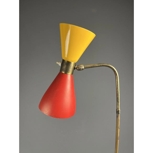 Italian Floor Lamp with Double Cone Shade and Italian Marble Base, 1950s For Sale - Image 13 of 18