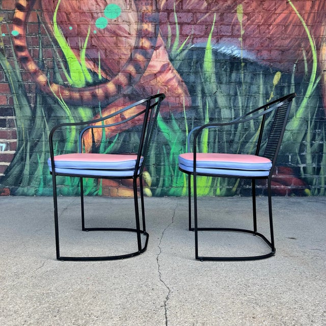 Late 20th Century Set of 6 80s Postmodern Iron Patio Chairs For Sale - Image 5 of 12