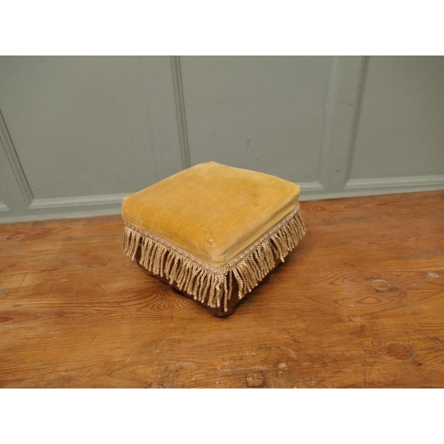 Textile Victorian Mustard Velvet Ottoman For Sale - Image 7 of 8