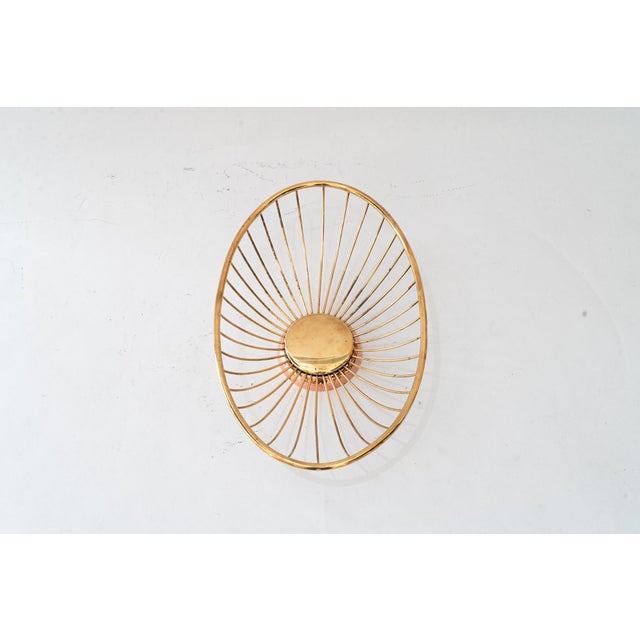 Bread basket brass and copper Vienna around 1960s Polished and stove enameled