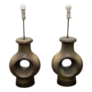 Mid-Century Modern Danish Stoneware Lamps, 1960s, Set of 2 For Sale