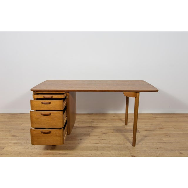 Mid-Century Modern Art Deco Oak Desk by Gunnar Ericsson for Åtvidaberg / Facit AB, Sweden, 1950s For Sale - Image 3 of 18
