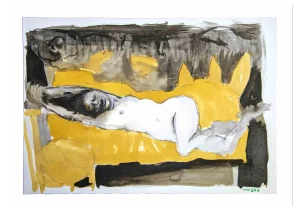 Leo Guida, Female Figure, Original Ink & Watercolor, 1970s